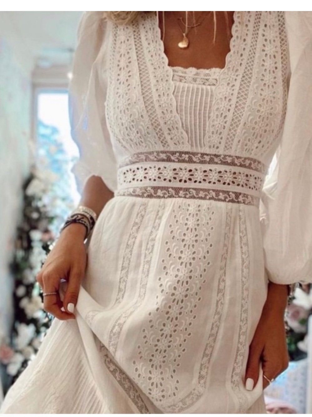 LoveShackFancy Garrison Dress | Eyelet Cottagecore Coquette Romantic Bridal 2 - Picture 3 of 16